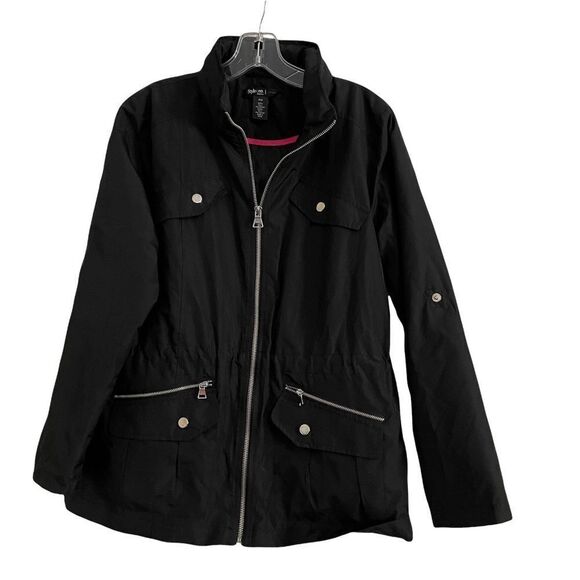 Style & Co Sport Black Wind Jacket PM - Picture 1 of 6